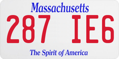 MA license plate 287IE6