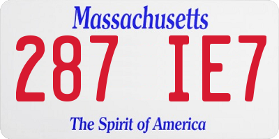 MA license plate 287IE7