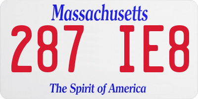 MA license plate 287IE8
