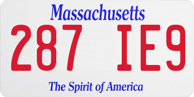 MA license plate 287IE9
