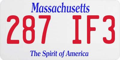MA license plate 287IF3