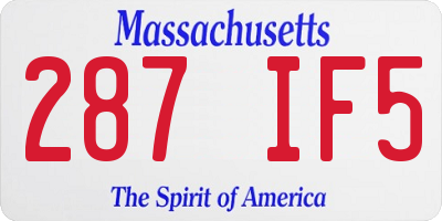 MA license plate 287IF5
