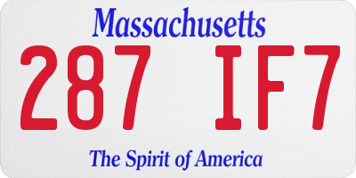 MA license plate 287IF7