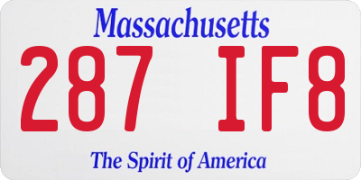 MA license plate 287IF8
