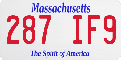 MA license plate 287IF9