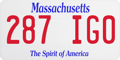 MA license plate 287IG0