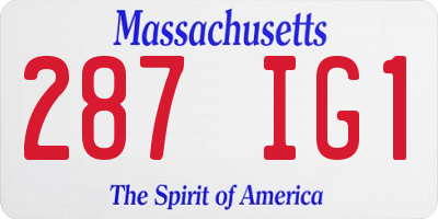 MA license plate 287IG1