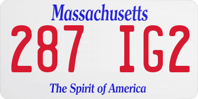 MA license plate 287IG2