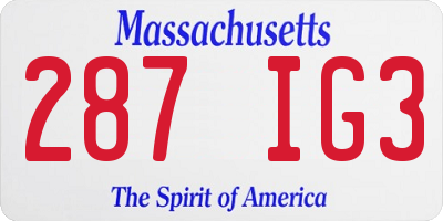 MA license plate 287IG3