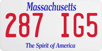 MA license plate 287IG5