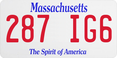 MA license plate 287IG6