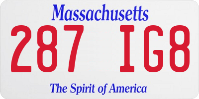 MA license plate 287IG8