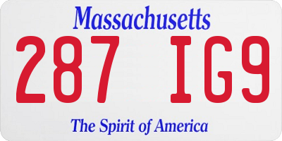 MA license plate 287IG9