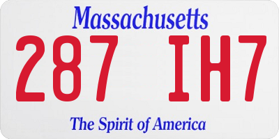 MA license plate 287IH7