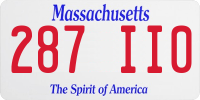 MA license plate 287II0