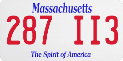 MA license plate 287II3