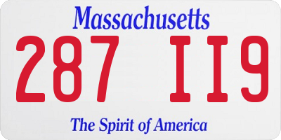 MA license plate 287II9