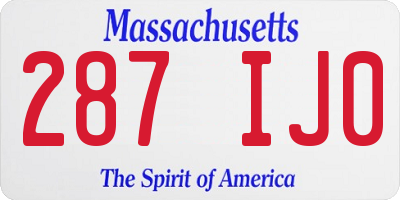 MA license plate 287IJ0