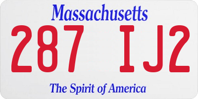 MA license plate 287IJ2