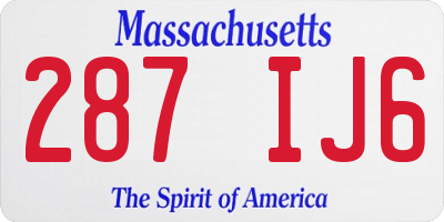 MA license plate 287IJ6