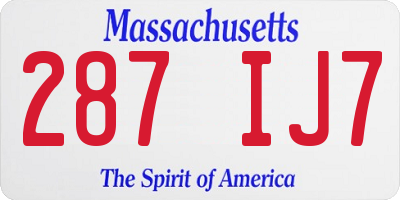 MA license plate 287IJ7