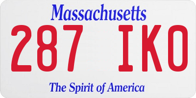 MA license plate 287IK0