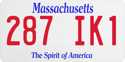 MA license plate 287IK1