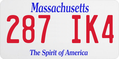 MA license plate 287IK4