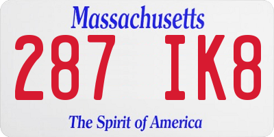 MA license plate 287IK8