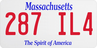 MA license plate 287IL4