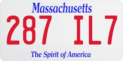 MA license plate 287IL7