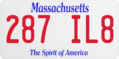 MA license plate 287IL8