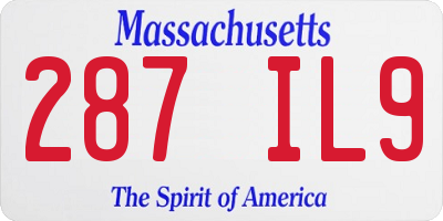 MA license plate 287IL9