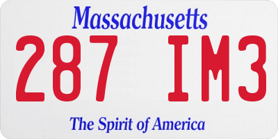 MA license plate 287IM3