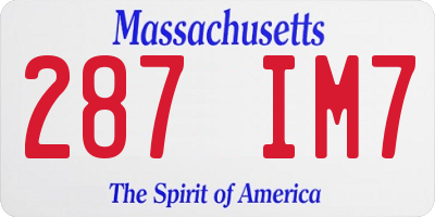 MA license plate 287IM7