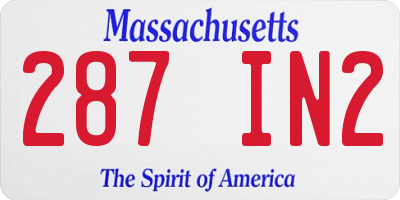 MA license plate 287IN2