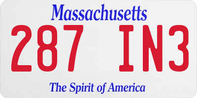 MA license plate 287IN3