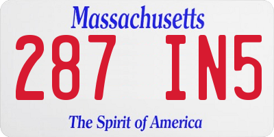 MA license plate 287IN5