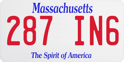 MA license plate 287IN6