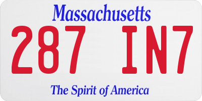 MA license plate 287IN7