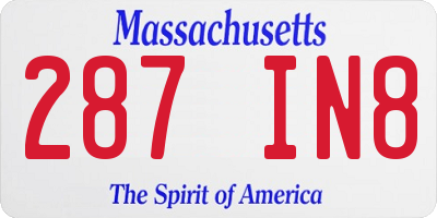 MA license plate 287IN8