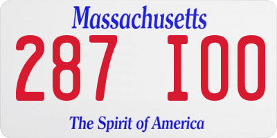 MA license plate 287IO0