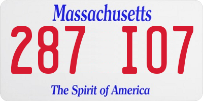 MA license plate 287IO7