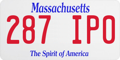 MA license plate 287IP0