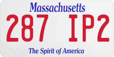 MA license plate 287IP2