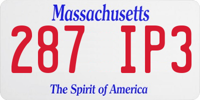MA license plate 287IP3
