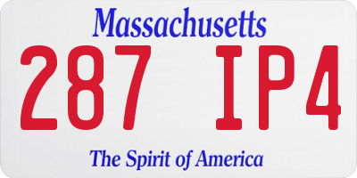 MA license plate 287IP4