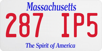 MA license plate 287IP5