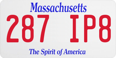 MA license plate 287IP8
