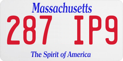 MA license plate 287IP9